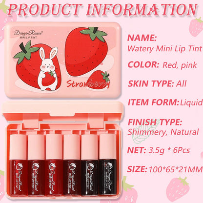 6 Colors Lip Tint Stain Mini Liquid Lipstick, Korean Lip Gloss Moisturizing Natural Velvet Lip Tint, Waterproof Longwear Liquid Blush & Lip Stain, Vivid Color Lip Blush Tint Makeup