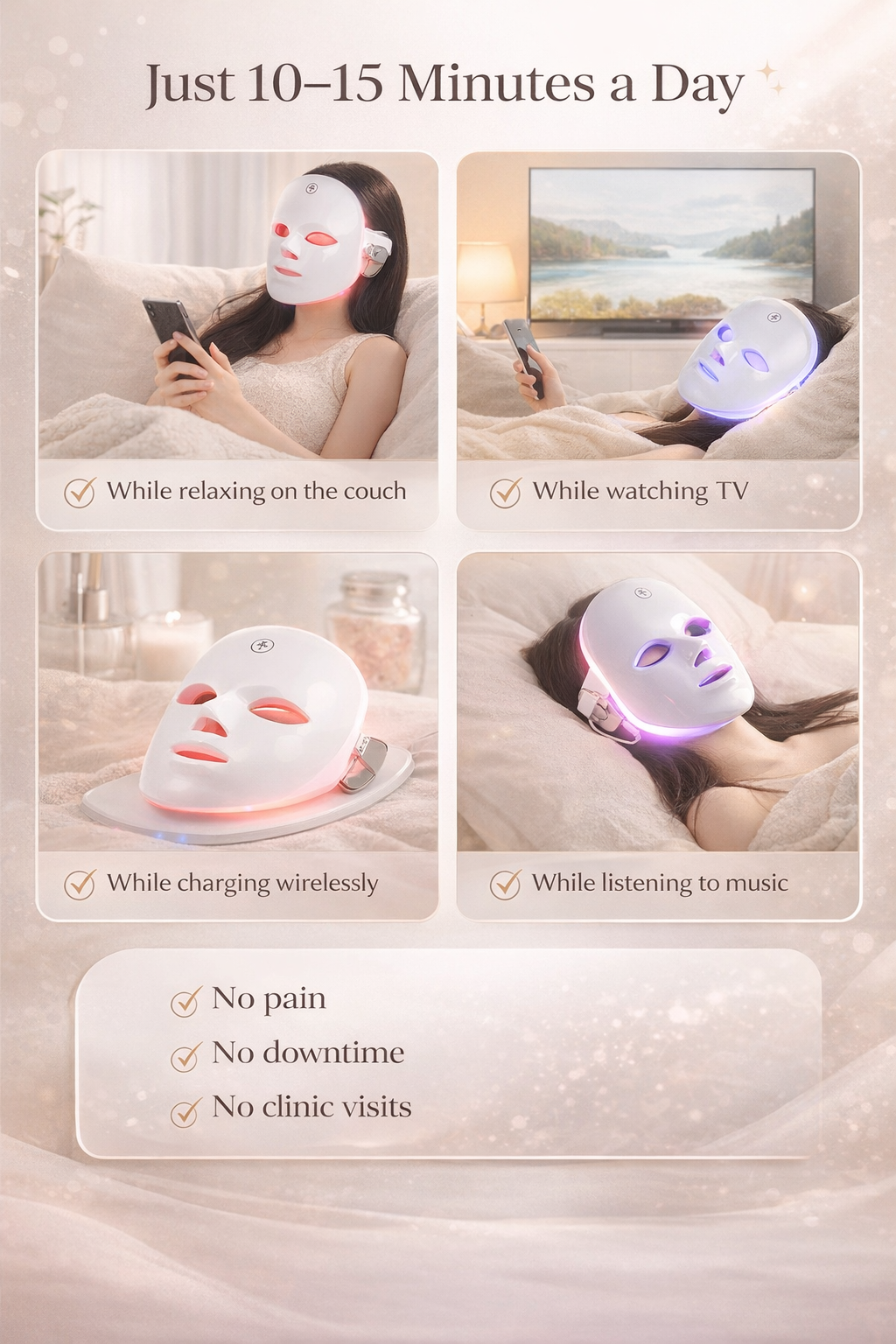 Wireless LED Light Therapy Mask – Easy To Use 7 Color Device For Multiple Skin Concerns