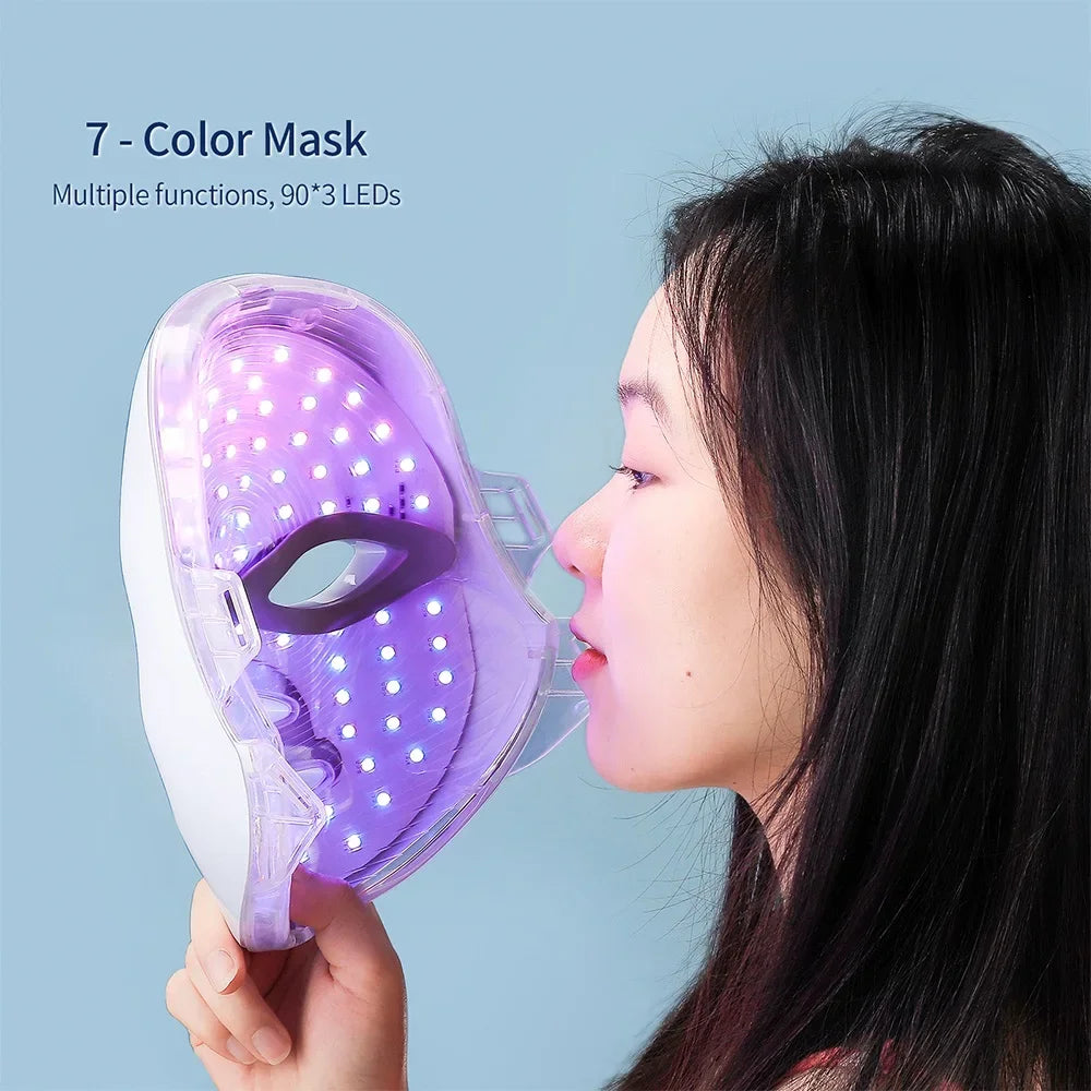 Wireless 7 Colors Light Led Facial Mask Red Light Therapy Photon Face Masks Wrinkle Anti-Acne Tighten Skin Care Beauty Machine