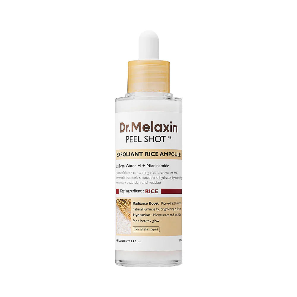 [Dr.Melaxin Official] Peel Shot Glow Rice Ampoule Duo - Serums for Brightening, Exfoliating, and Moisturizing - Suitable for All Skin Types